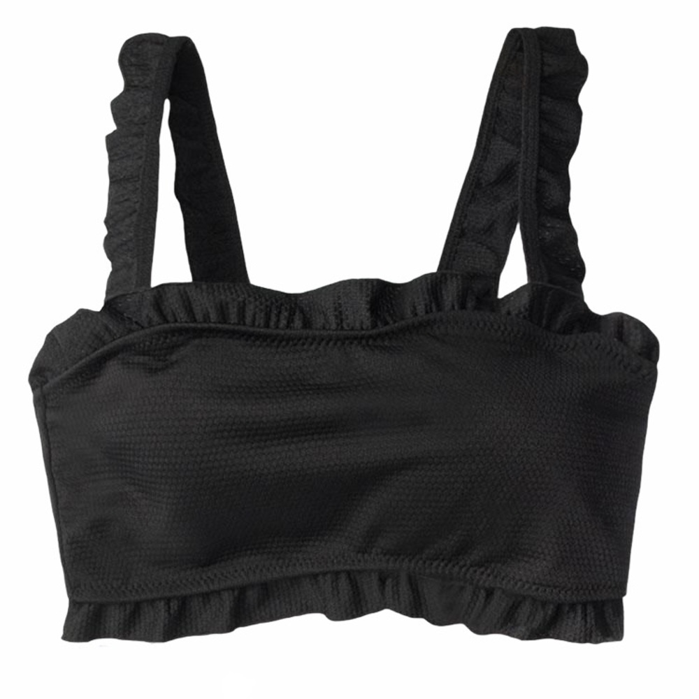 Cupshe Black Ruffle Bandeau Swimsuit Top
